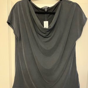 NWT BANANA REPUBLIC sand wash modal top. Swoop neck. Gray/Black. Silky. Small.